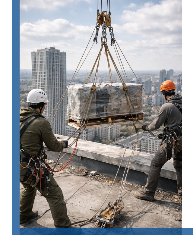 Подъем и монтаж крупногабаритных грузов на крышу в Юбилейном