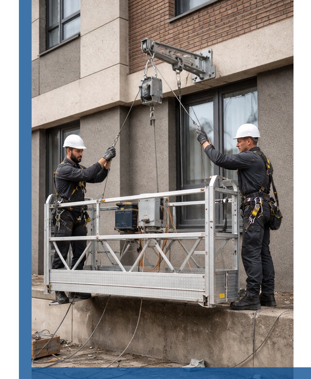 Монтаж и подъем фасадной люльки в Юбилейном с гарантией безопасности