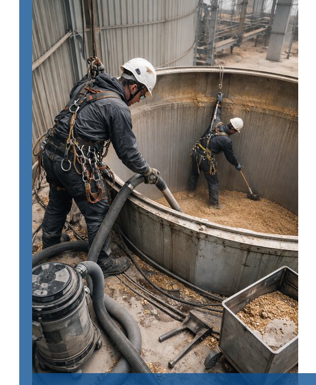 Профессиональная чистка зерновых бункеров в Юбилейном с выездом