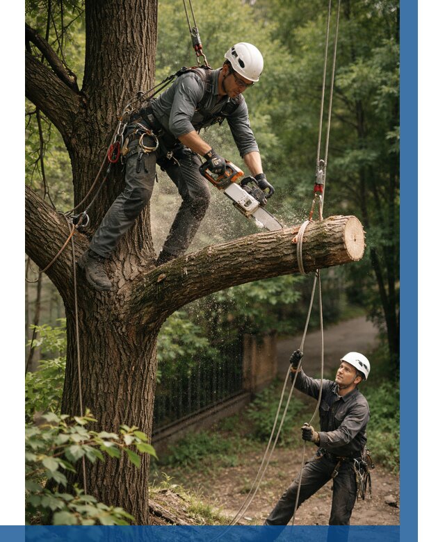 Спил деревьев альпинистами в Юбилейном от 8242 р. | ВЫСОТНИК-Юбл