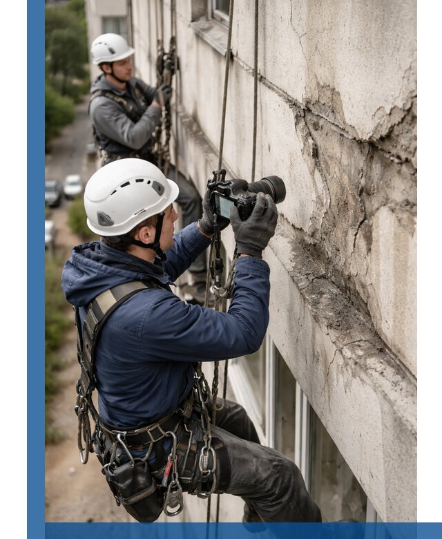Фотофиксация дефектов фасада с высотной съемкой в Юбилейном