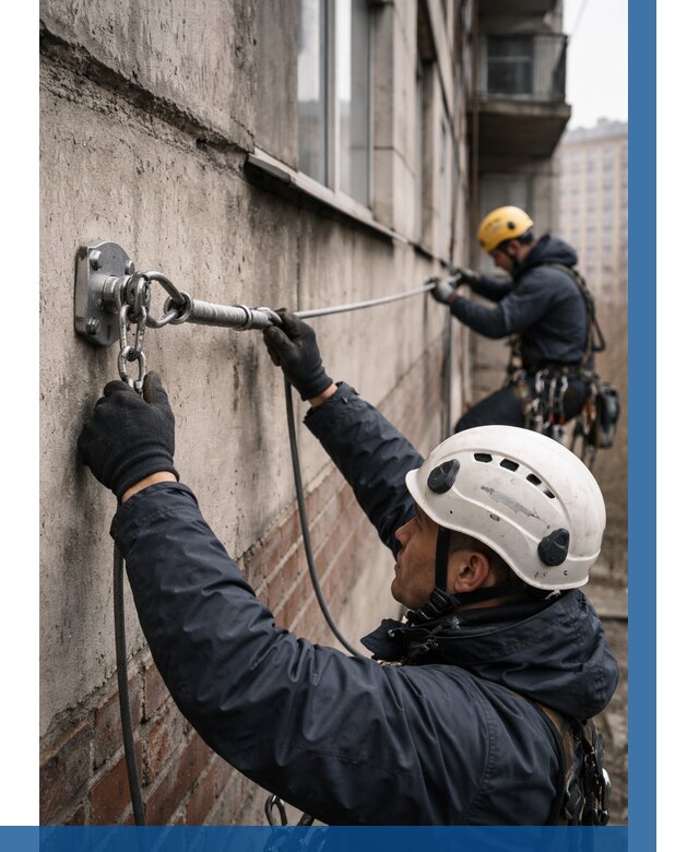 Монтаж анкерных линий в Юбилейном от 3091 р. | ВЫСОТНИК-Юбл